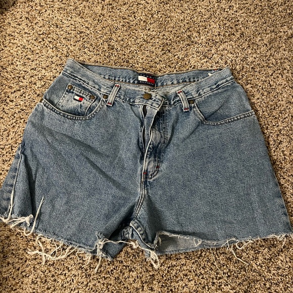 Tommy Hilfiger Women's Distressed Blue Jean Shorts - Picture 1 of 4